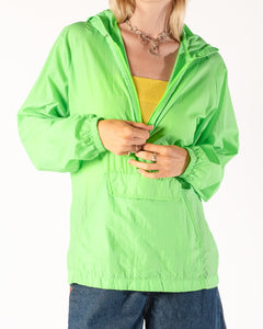 1990s Bright Neon Green nylon hooded jacket