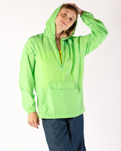 1990s Bright Neon Green nylon hooded jacket