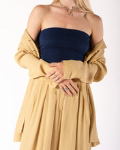 Load image into Gallery viewer, Bogato 2-piece pant suit in butter yellow with a subtle beige check pattern