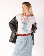 Load image into Gallery viewer, 90s does 70s Baby Blue Lined Crochet Midi Skirt.