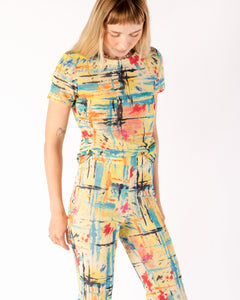 Karl Lagerfield Abstract Pattern Mesh 2 piece  Leggings and Tee