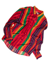 Load image into Gallery viewer, 1990s Rayon Rainbow Striped Button Down