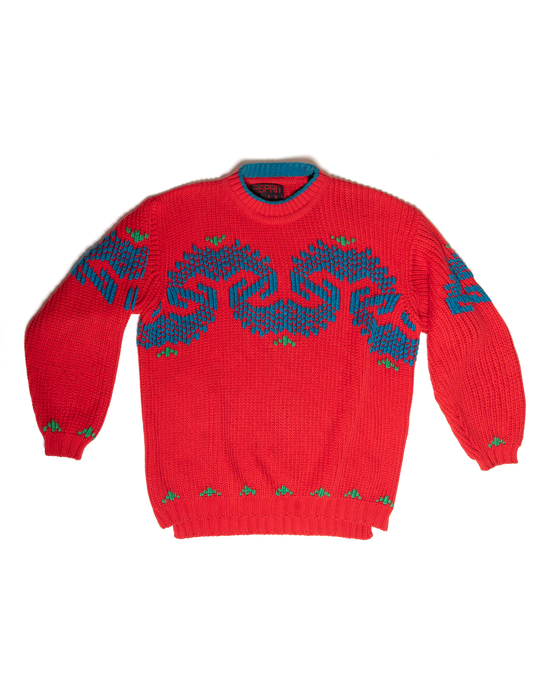 1980s Esprit Red Heavy Cotton Knit Sweater