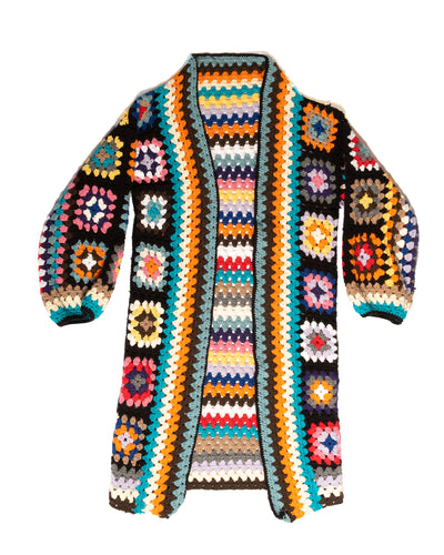 Hand Crocheted Rainbow Granny Square Cardigan