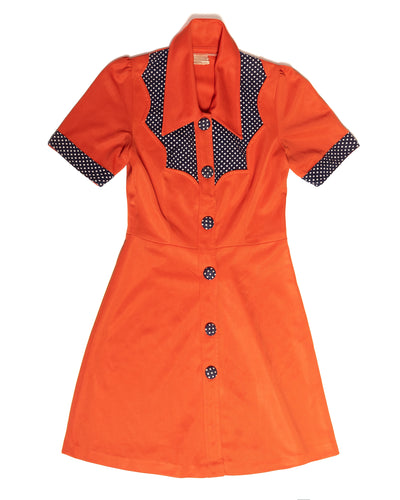 1960s Red Orange Mod Western Mini Dress