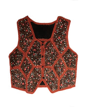 Load image into Gallery viewer, 70s Floral Suede and Crochet Vest