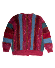Load image into Gallery viewer, Handknit Mixed Fibre Berry Tone Textured Cardigan