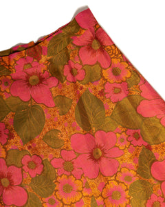 1970s Handmade Bold Floral Print Maxi Skirt