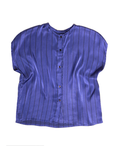 1980s Violet Silk Blouse With Stripes