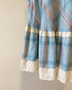 Plaid 70s Cottage Skirt With Eyelet Lace by Millie