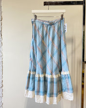 Load image into Gallery viewer, Plaid 70s Cottage Skirt With Eyelet Lace by Millie