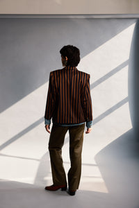 1980's Navy Brown Striped Blazer