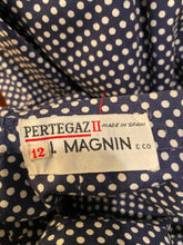 Load image into Gallery viewer, 1960's Pertegaz Tiered Navy Polka Dot Skirt