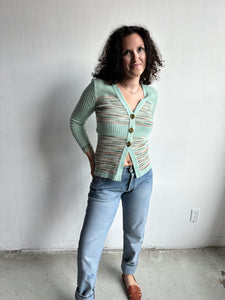 1970's Mint Green Spacedye Cardigan