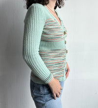 Load image into Gallery viewer, 1970&#39;s Mint Green Spacedye Cardigan
