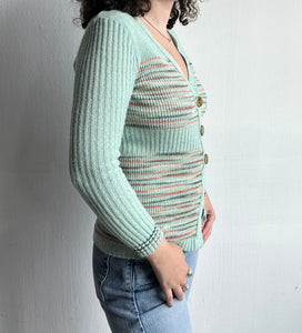 1970's Mint Green Spacedye Cardigan