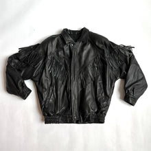 Load image into Gallery viewer, 1980&#39;s Fringe Black Leather Bomber