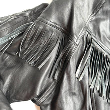 Load image into Gallery viewer, 1980&#39;s Fringe Black Leather Bomber