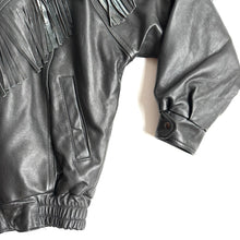 Load image into Gallery viewer, 1980&#39;s Fringe Black Leather Bomber