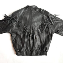 Load image into Gallery viewer, 1980&#39;s Fringe Black Leather Bomber