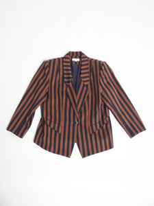 1980's Navy Brown Striped Blazer