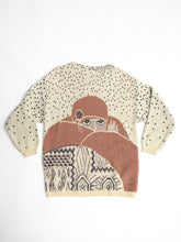 Load image into Gallery viewer, 1980&#39;s Flapper Novelty Knit Cream Graphic Sweater