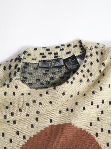 1980's Flapper Novelty Knit Cream Graphic Sweater