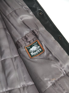 1990's Dark Green Roots Leather Bomber Vest