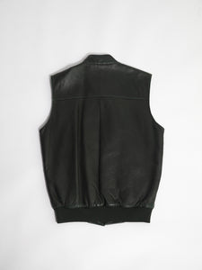 1990's Dark Green Roots Leather Bomber Vest