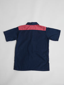 1970's Blue and Pink Cotton Collared Top