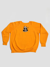 Load image into Gallery viewer, 1980’s Yellow Sweatshirt with Panda Cross Stitch Decal