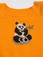 Load image into Gallery viewer, 1980’s Yellow Sweatshirt with Panda Cross Stitch Decal