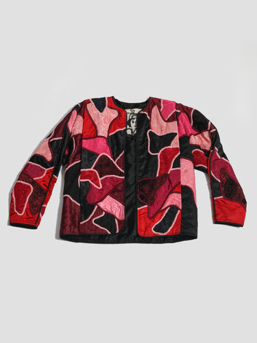 1980’s Judith Roberts Abstract Patchwork Pink and Black Jacket