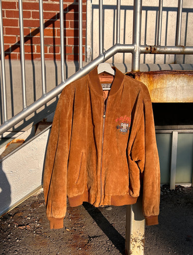 1980's Naf Naf Leather Bomber Jacket Brown