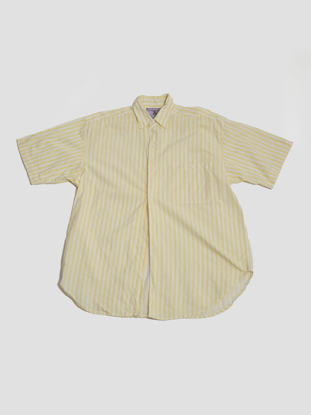 1990s Pale Yellow Striped Shirt