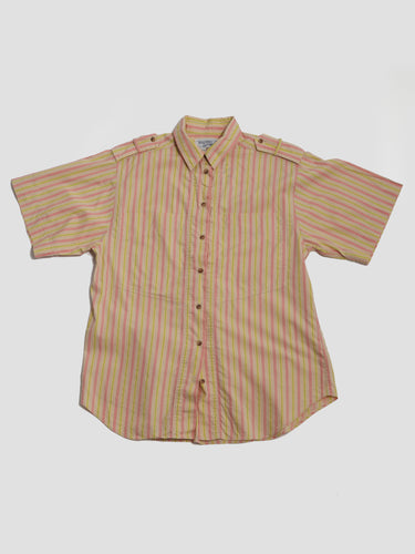 1980s Cheerful Striped Cotton Short Sleeve With Epaulettes