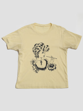 1970’s Pale Yellow Smoking  Lady Graphic Tee