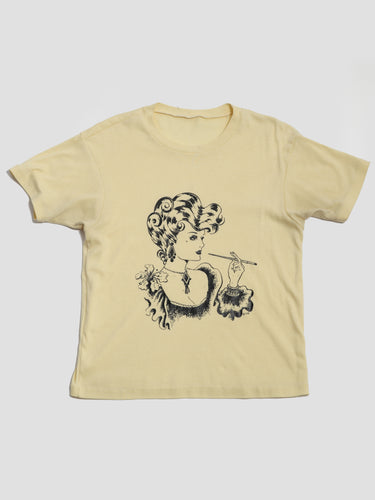 1970’s Pale Yellow Smoking  Lady Graphic Tee