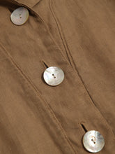 Load image into Gallery viewer, Camel Linen Blouse with Shell Buttons and Sailor collar