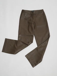 1990's Olive Green Leather Pants