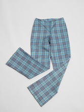 Load image into Gallery viewer, 1990&#39;s Le Chateau Blue Plaid Stretch Flare Pants