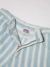 Load image into Gallery viewer, 1990&#39;s Light Blue and White Striped Long Denim Shorts