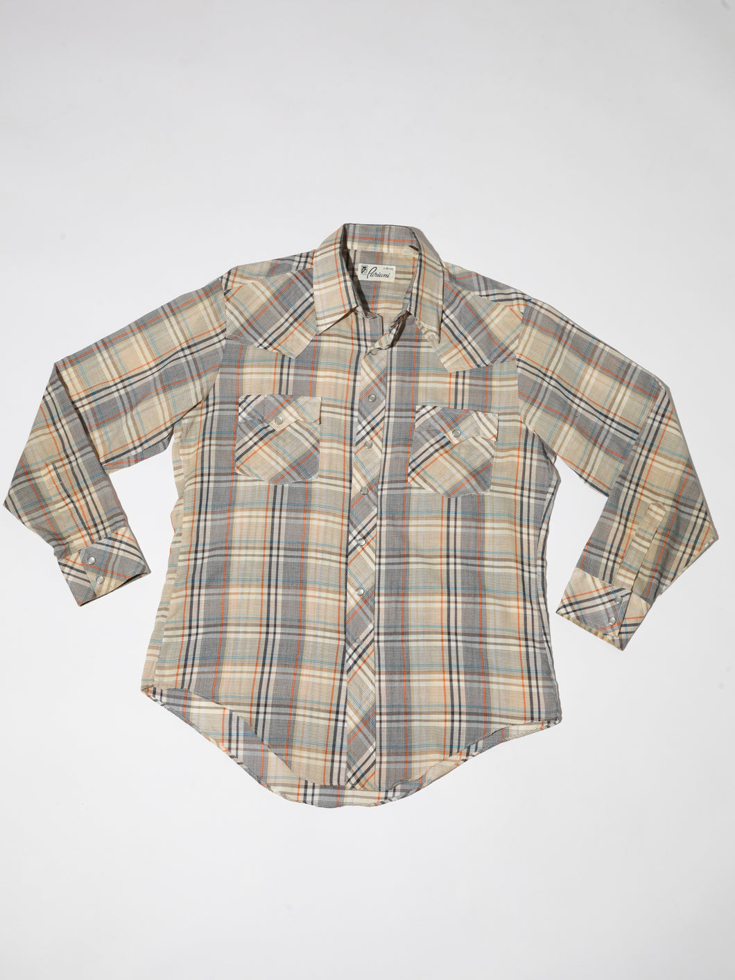 1970's Plaid Snap Button Up  Western Shirt