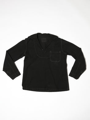 1950's Black Nautical Navy Square Back Cotton Top