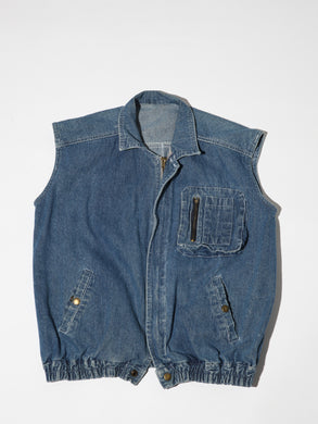 1980's Bomber Style Denim Vest