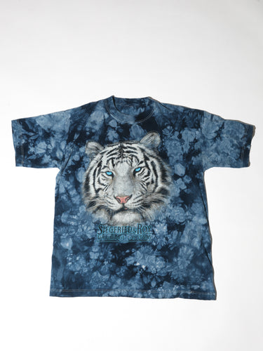 1990's Siegfried & Roy Tiger Print Blue Tie-Dye Tee