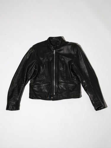 1980's Moto Black Leather Jacket
