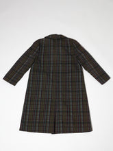 Load image into Gallery viewer, Early 1960&#39;s Blues and Green Plaid Trench