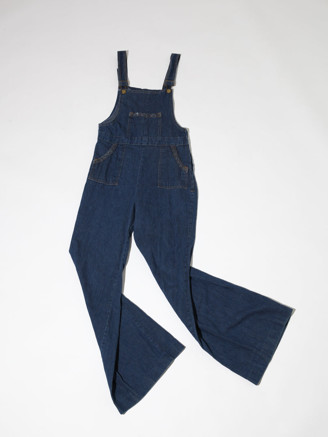 Rare 1970's Dark Denim Braided Overalls