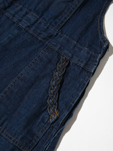 Rare 1970's Dark Denim Braided Overalls